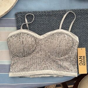 NWT Madden NYC sequin bustier crop top, size small
